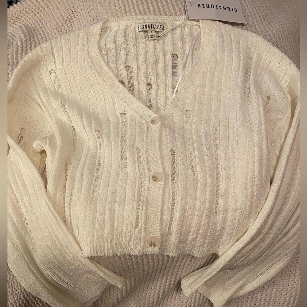 Nanamacs White Cropped Sweater